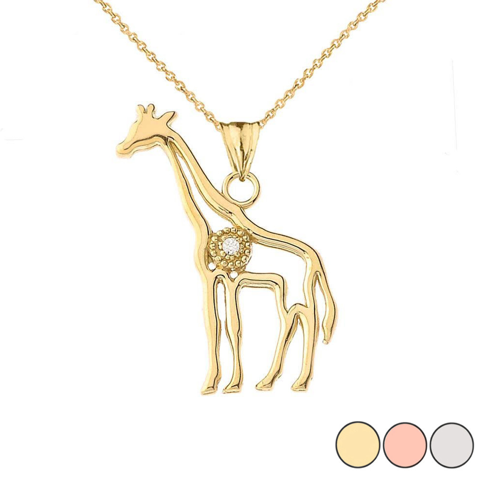 Diamond Giraffe Pendant Necklace in 