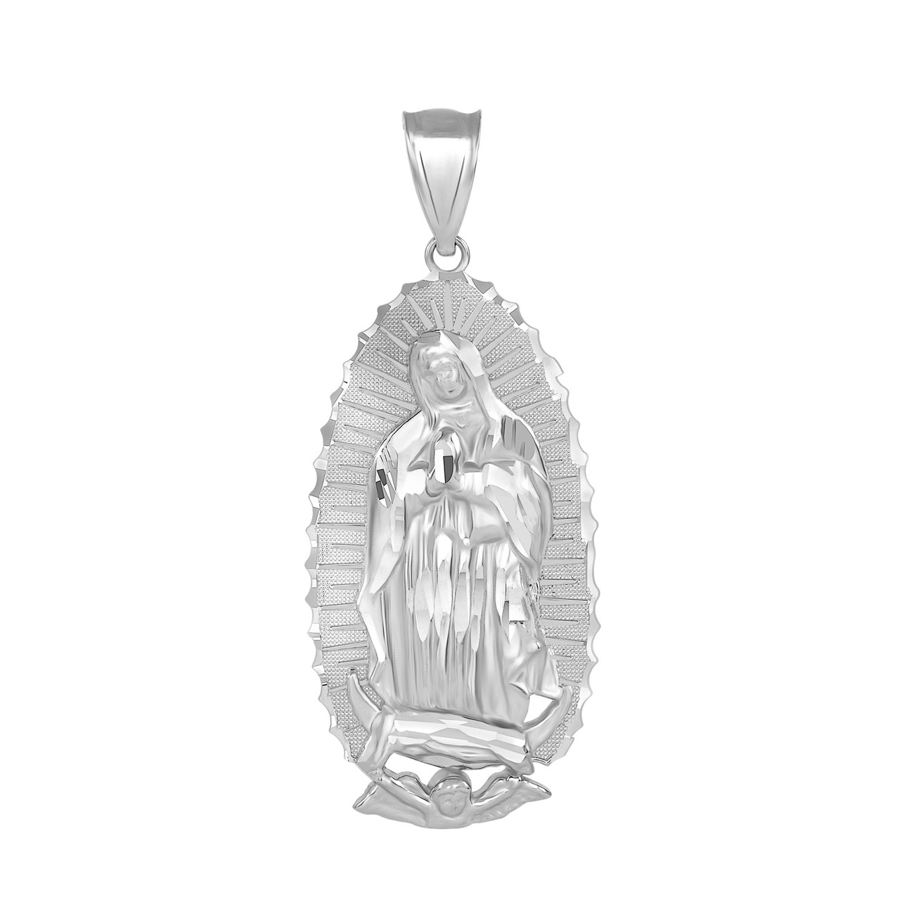 925 Sterling Silver Unisex CZ Our Lady Of Guadalupe Religious Charm Pendant Necklace Measures 32.3x16.5mm W Jewelry Gifts for Women