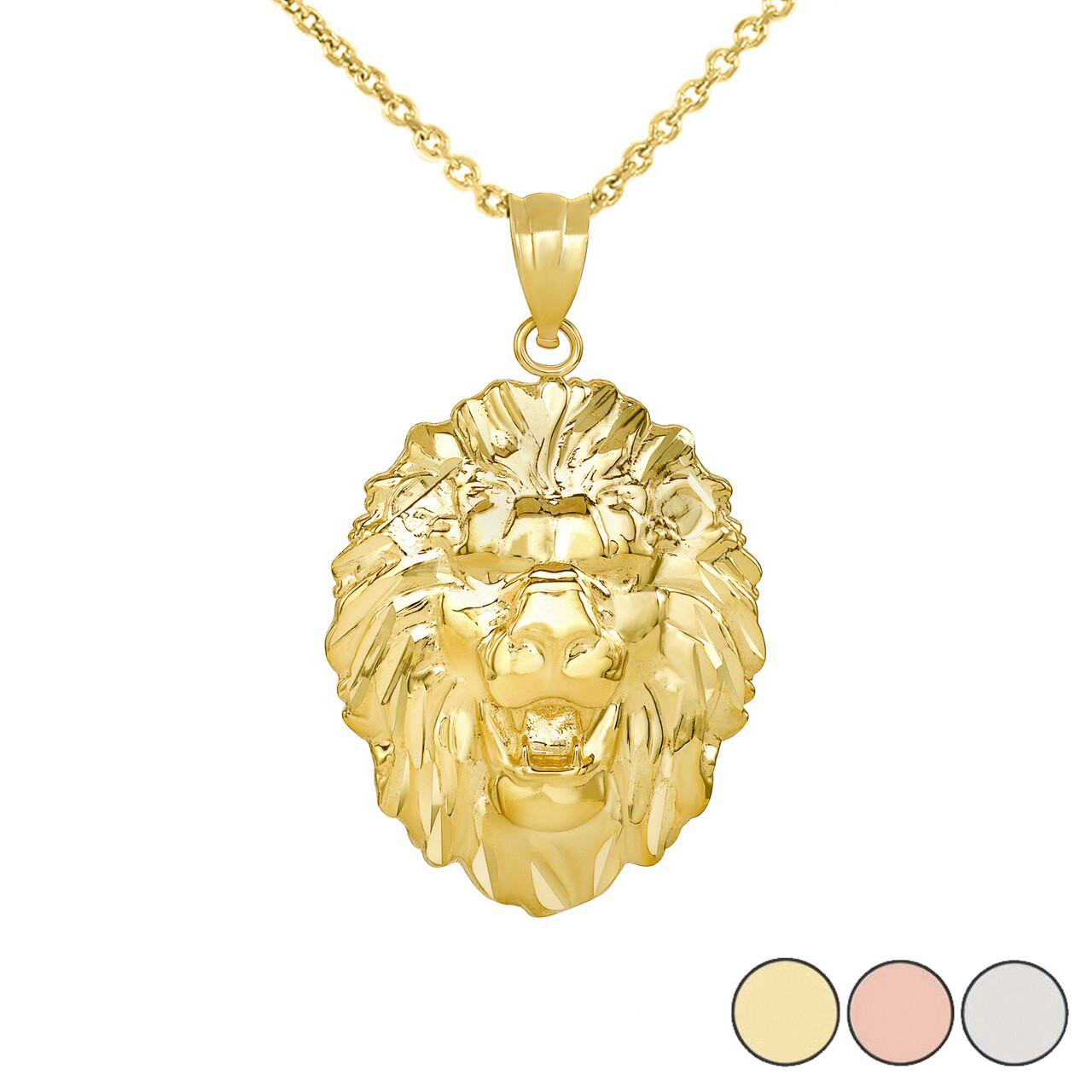 Roaring Lion King Head Pendant Necklace 