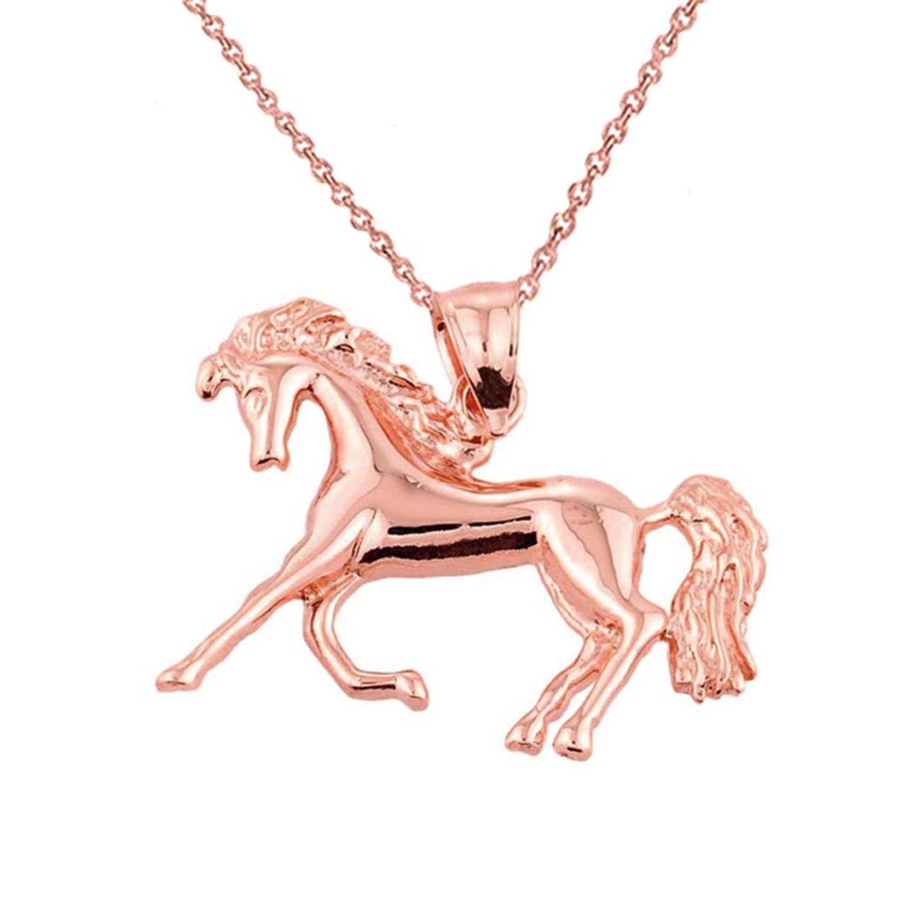 Rose Gold Running Horse Charm Pendant