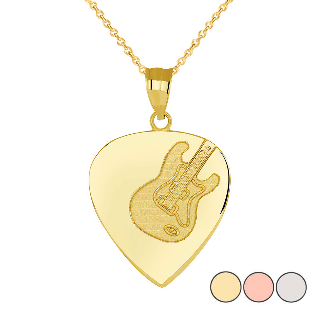 Guitar Pick Pendant Necklace in Gold 