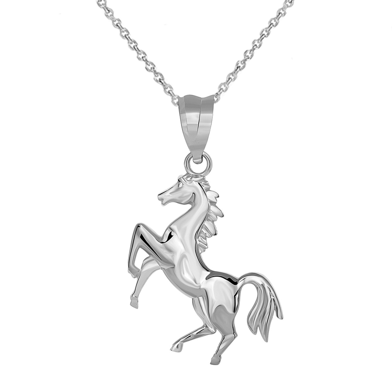 Running Horse Pendant Necklace In Sterling Silver