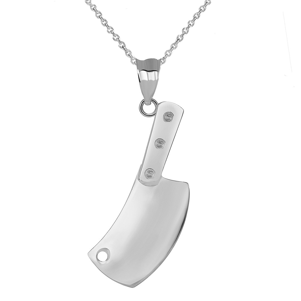 Meat Cleaver Pendant Necklace in Sterling Silver