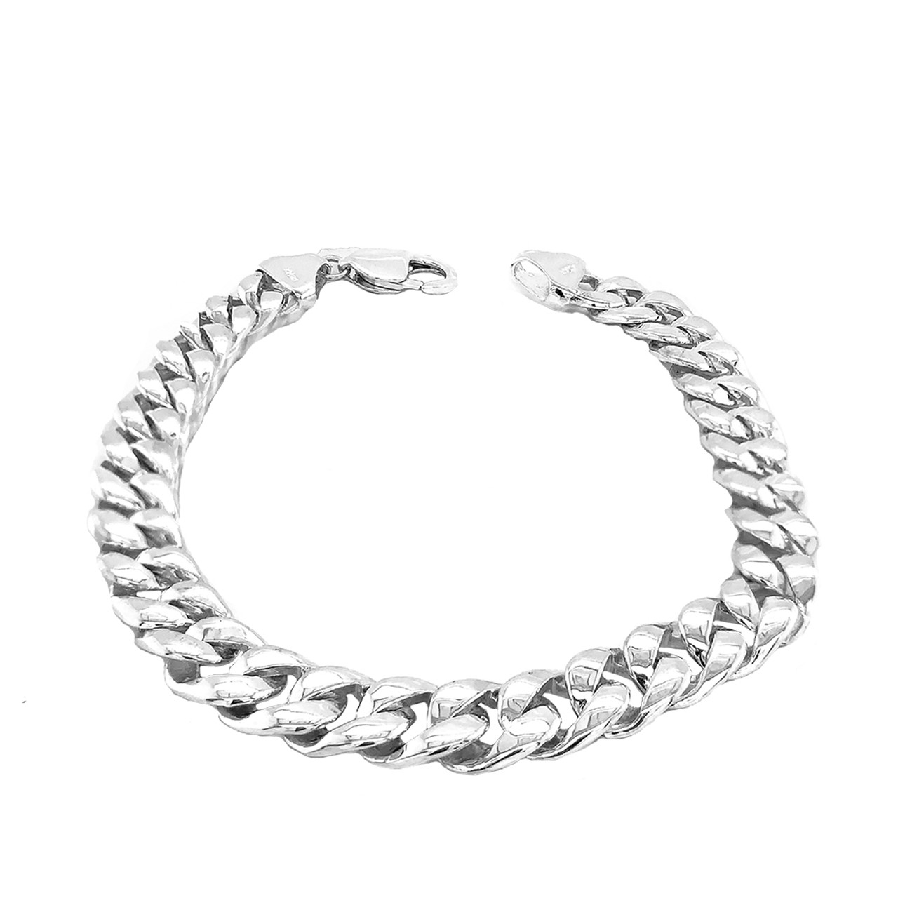 Real Solid 925 Sterling Silver Flat Curb Cuban Link Bracelet 3-10mm ITALY  MADE.