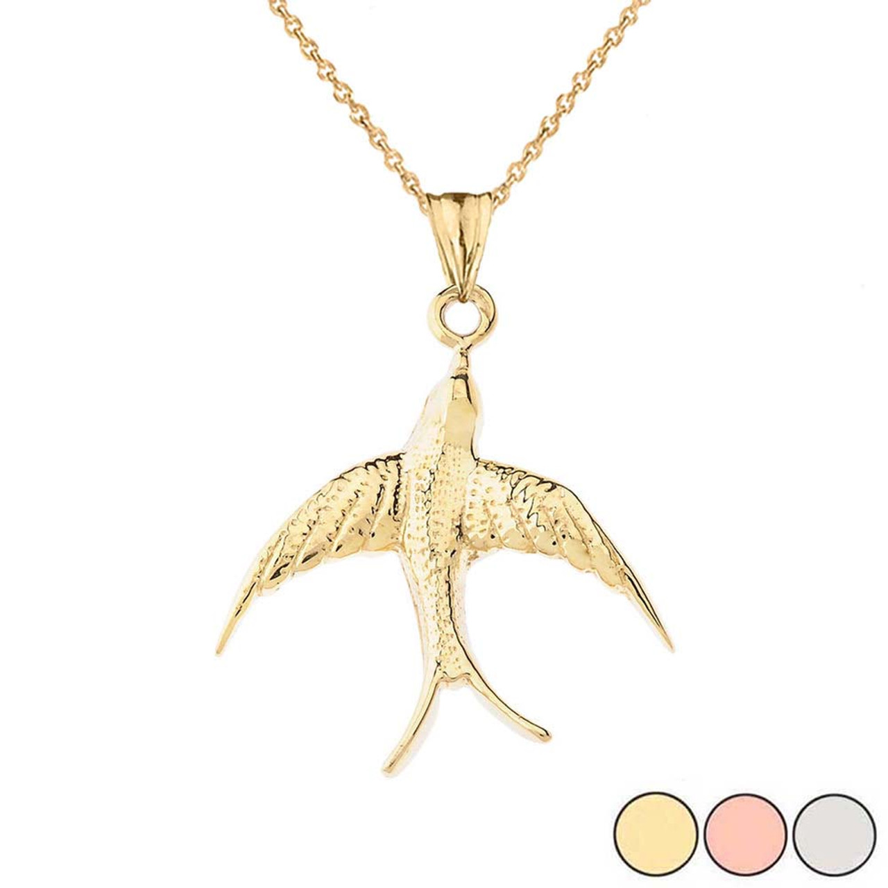 Freedom Charm Flying Bird Gold Pendant |