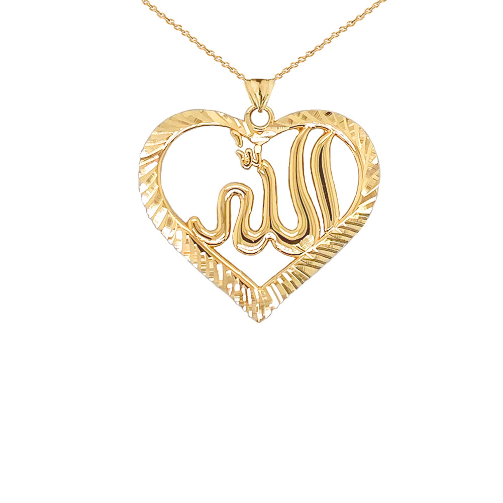 Sparkle-cut Allah Open Heart Pendant 