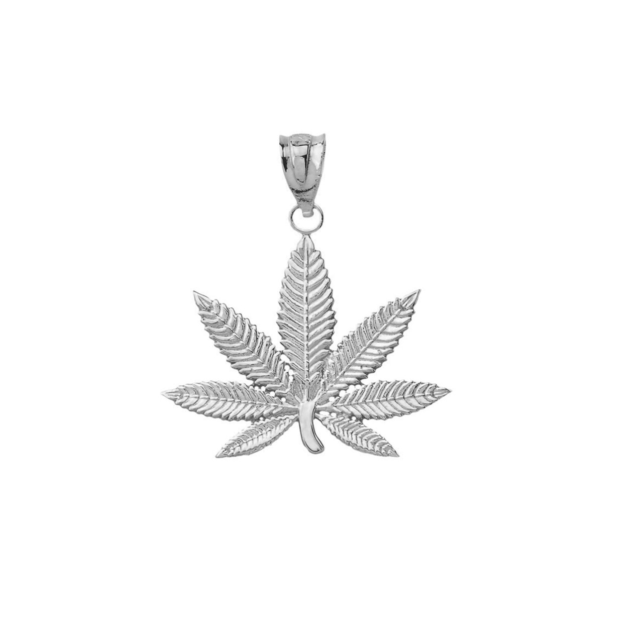 Marijuana Leaf Cannabis Pendant in Sterling Silver