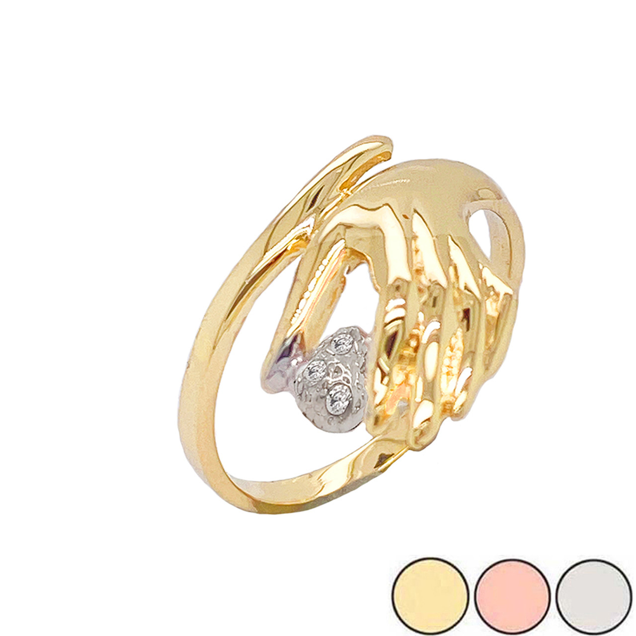 Quality Gold 14k White Gold CZ October Birthstone Claddagh Heart Ring D1789  - Floyd Jewelry