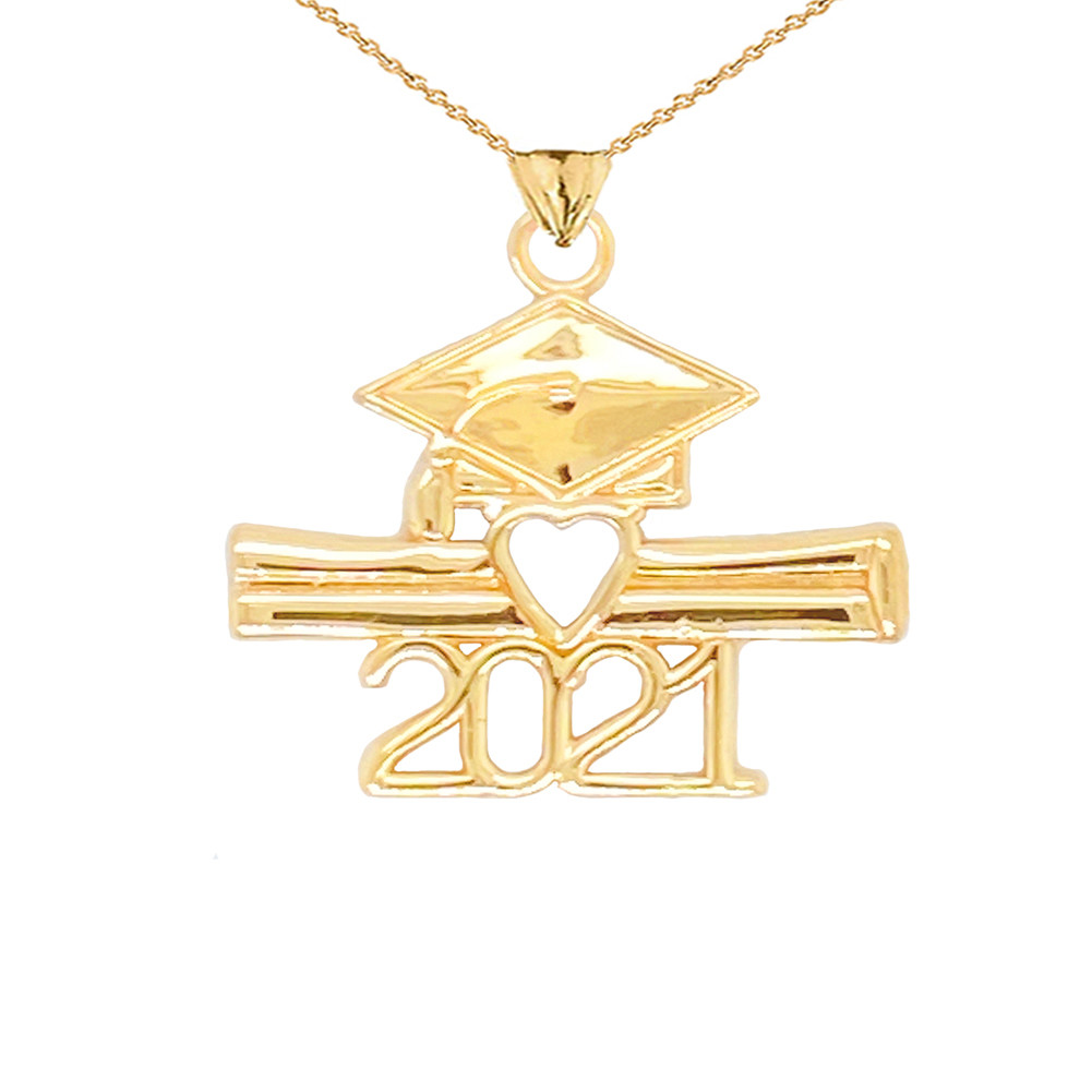 2021 Graduation Cap Pendant Necklace in 