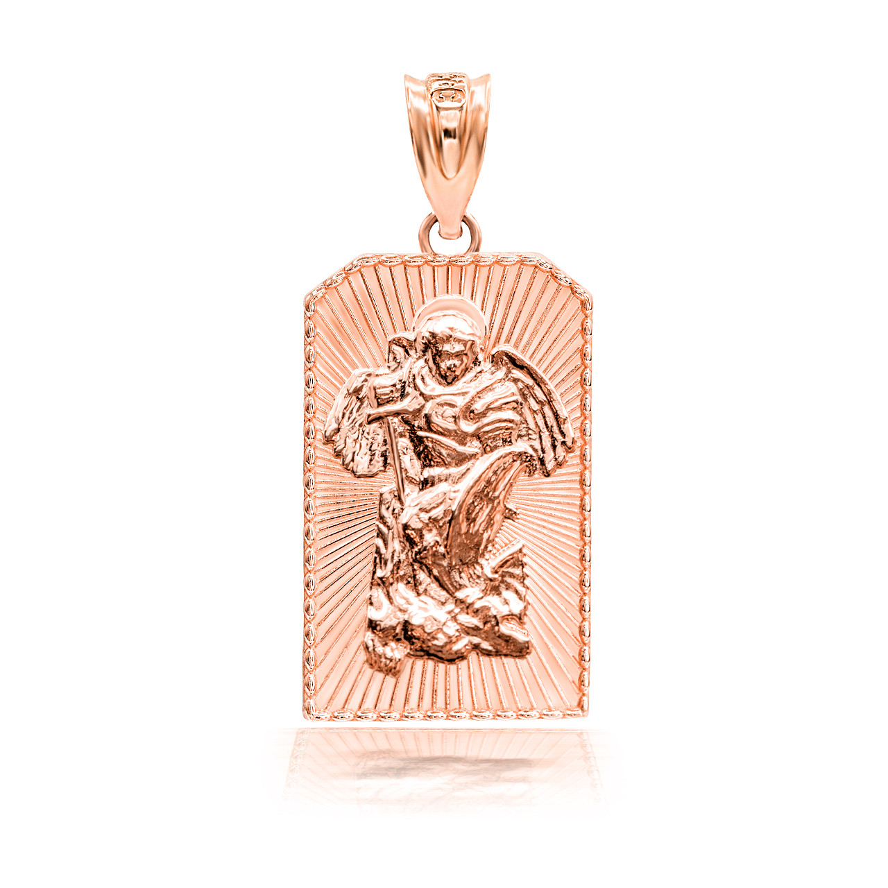 3D 10k/14k Saint Michael Archangel Pendant Necklace(YELLOW/ROSE/WHITE)