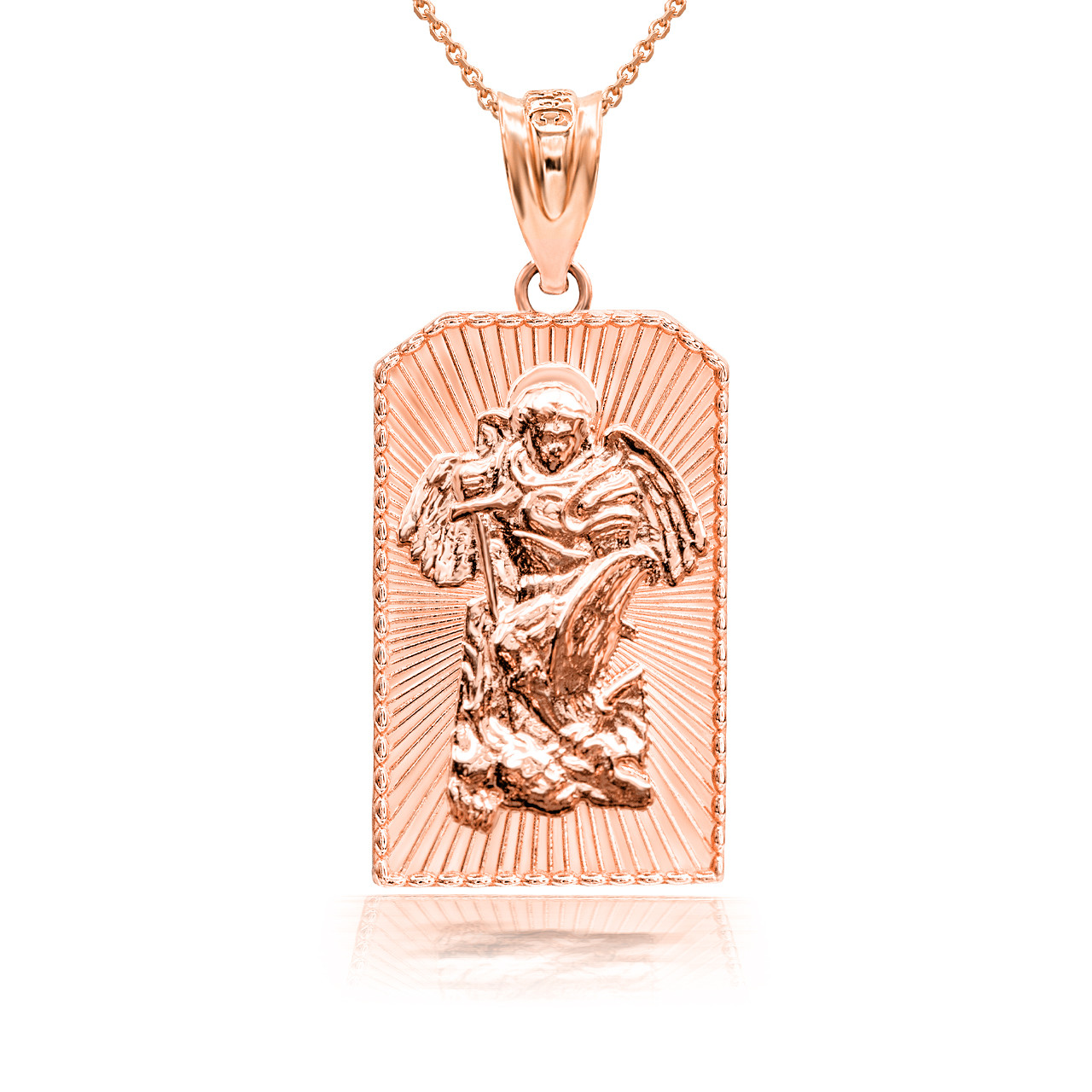 3D 10k/14k Saint Michael Archangel Pendant Necklace(YELLOW/ROSE/WHITE)