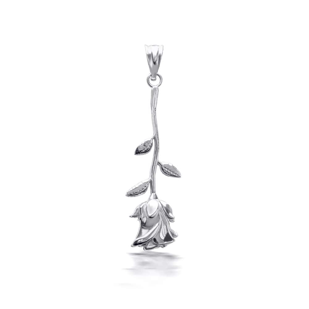 925 Sterling Silver Rose Flower Pendant Necklace | Factory Direct