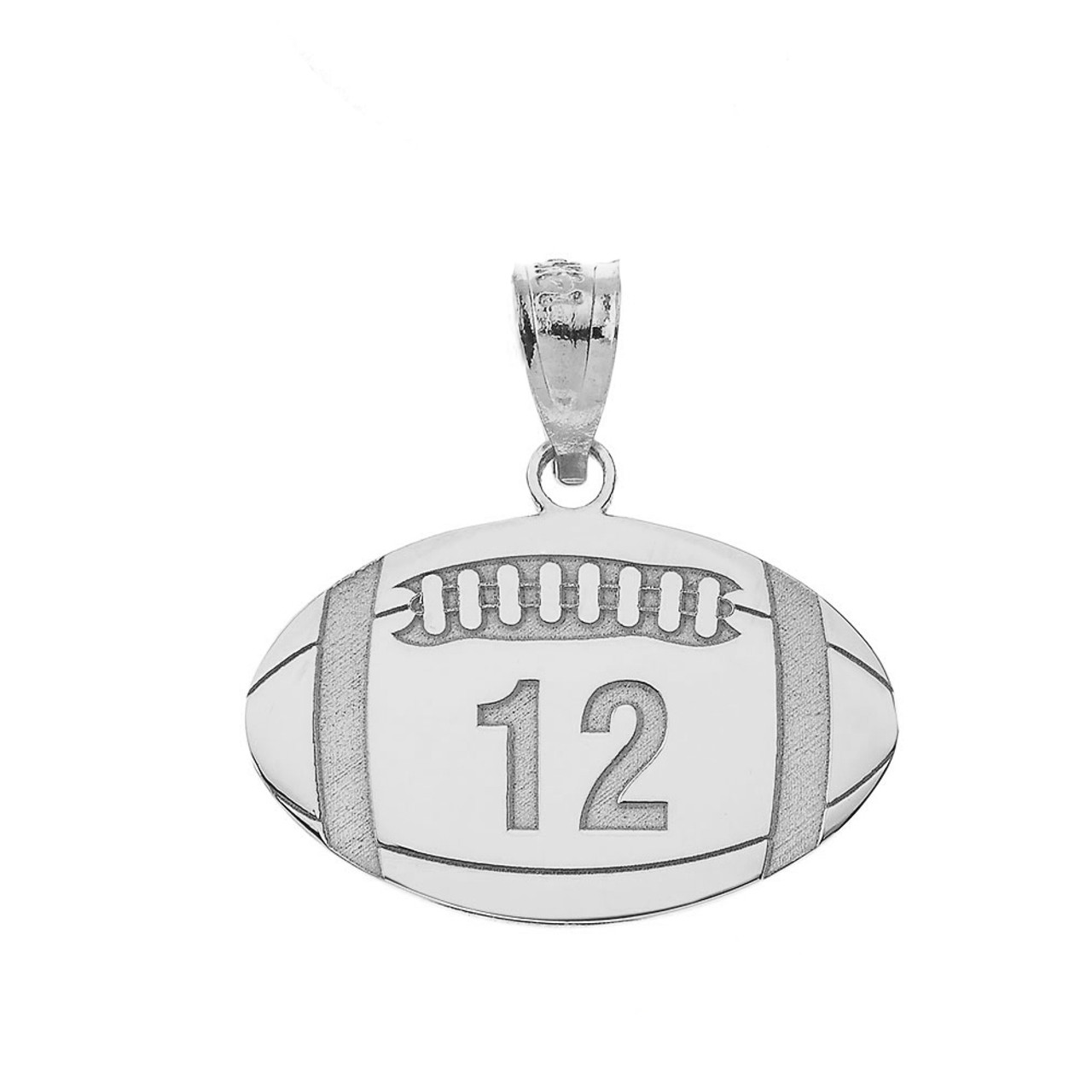 Block Name and Number Engravable Football Pendant (2 Lines)