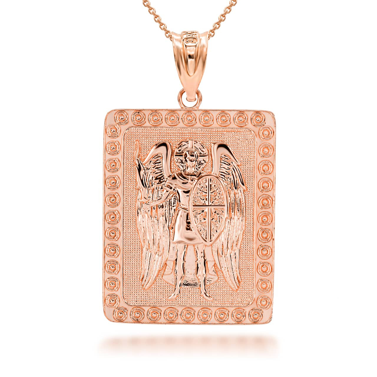 Gold Saint Michael ArchAngel 3D Charm Necklace (Available in