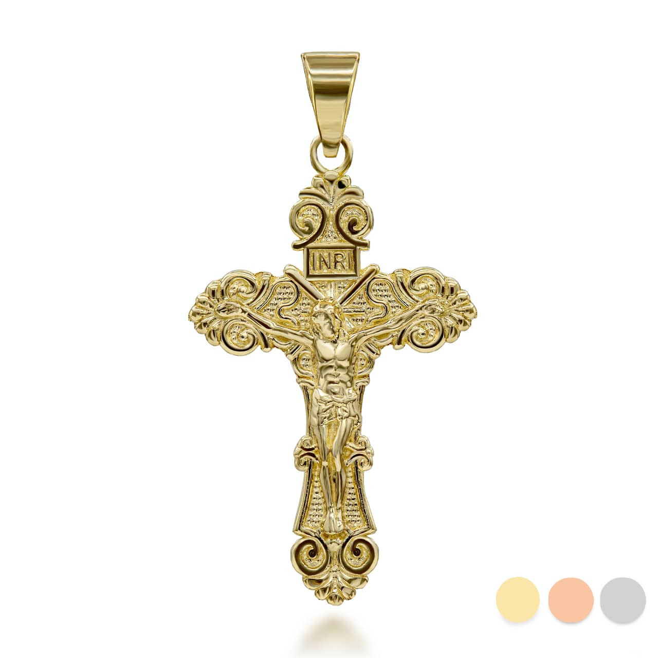 Gold Floral Cross Pendant/Necklace 