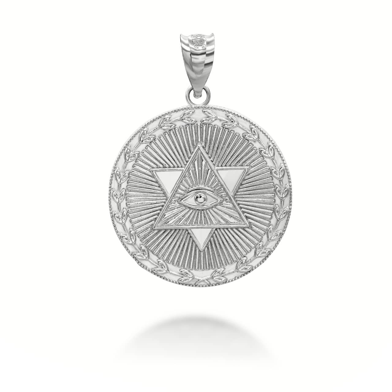 Silver Star of David All-Seeing Eye Coin Pendant / Necklace