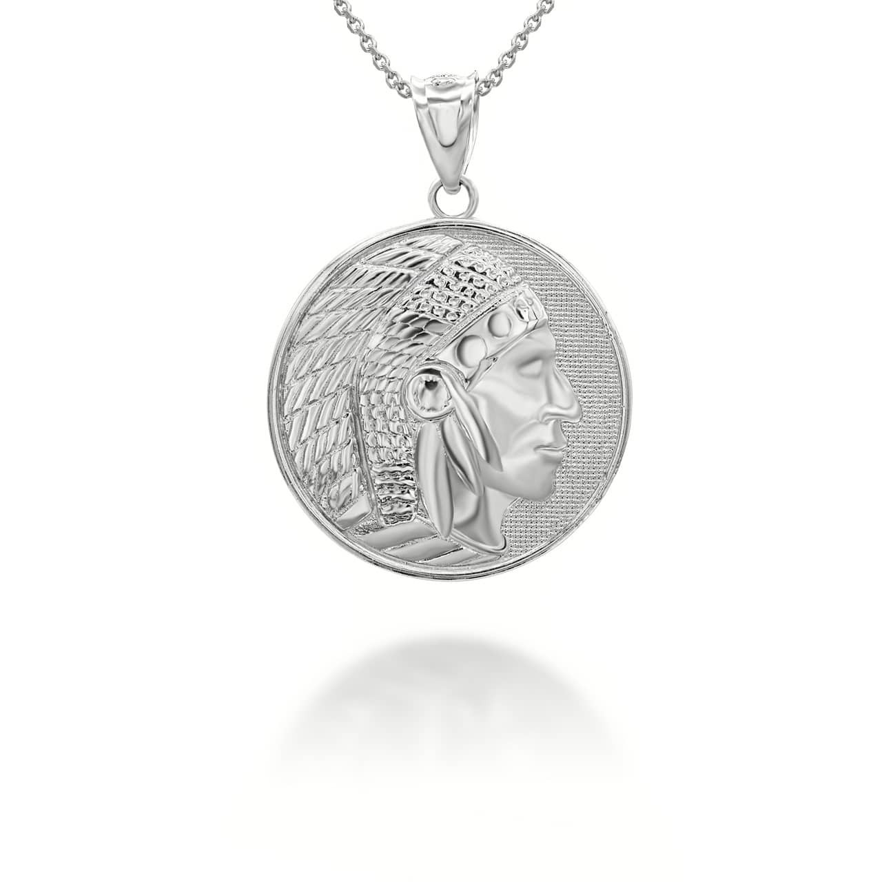 APACHE SILVER ネックレス Silver Native American Apache Chief Head Coin Medallion Pendant