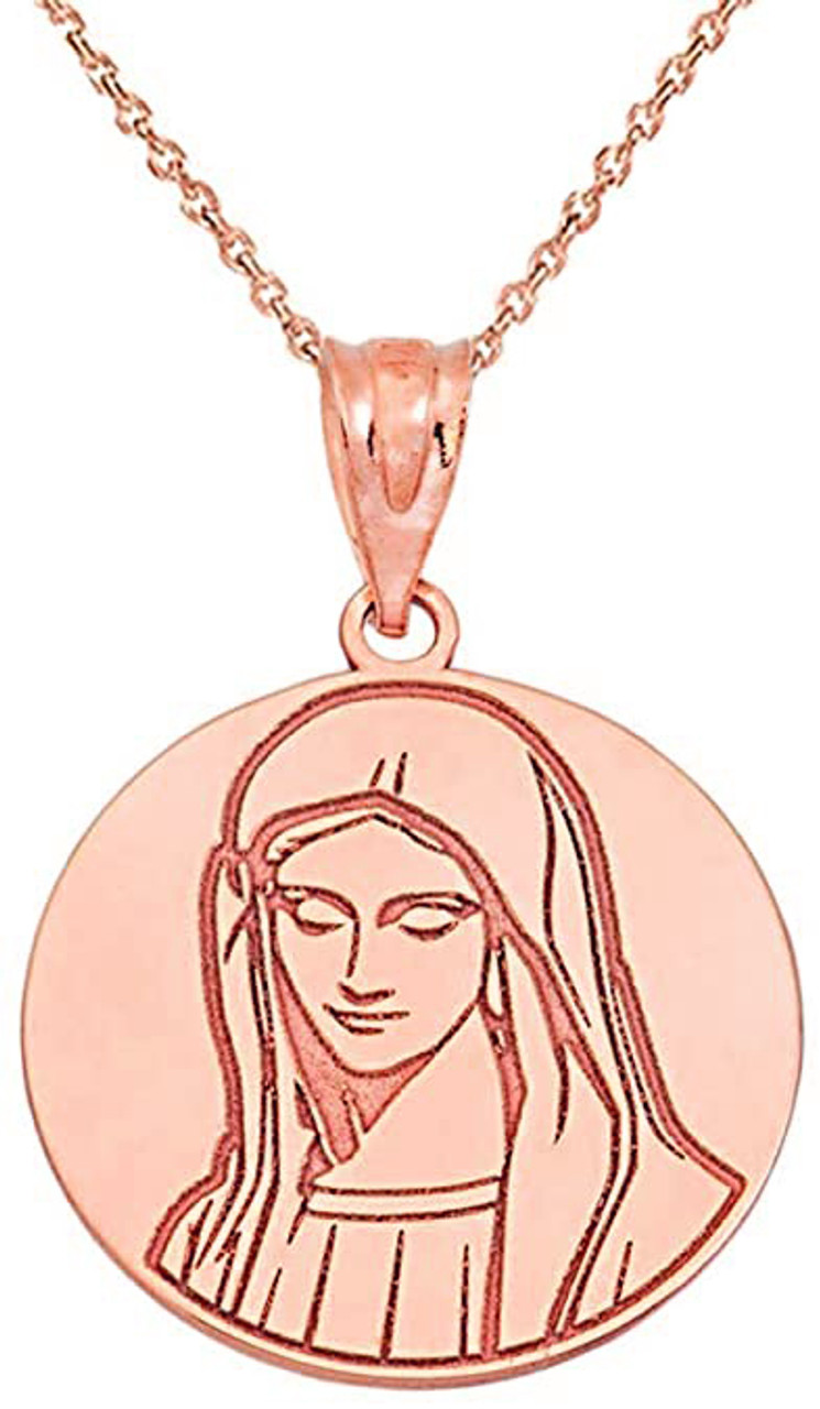 Personalized Gold Blessed Virgin Mary Miraculous Pendant Necklace