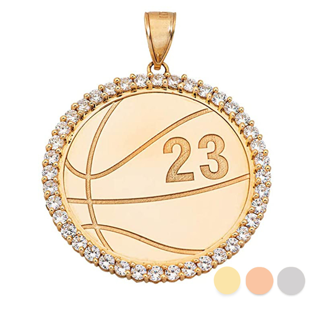 Personalized Basketball CZ Pendant with 