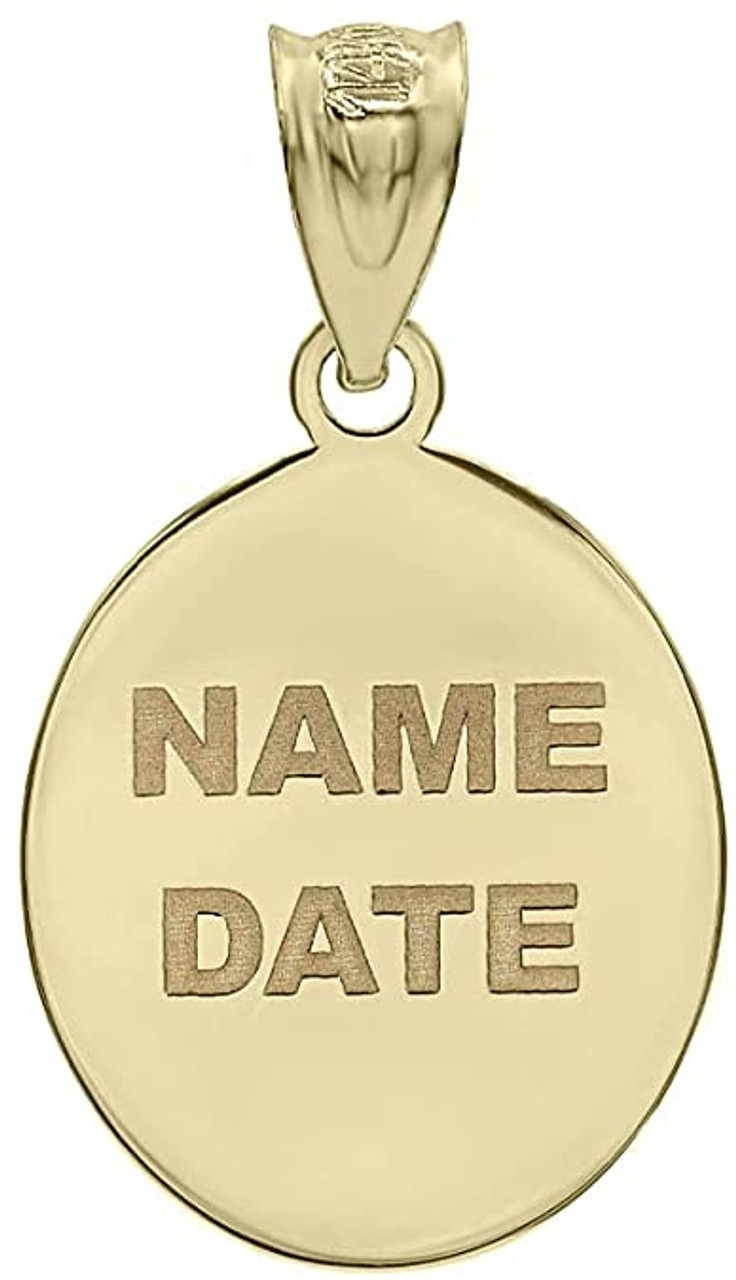 Personalized Gold My Baptism Dove Cross Engravable Oval Charm Pendant  Necklace With Name(Yellow/Rose/White)