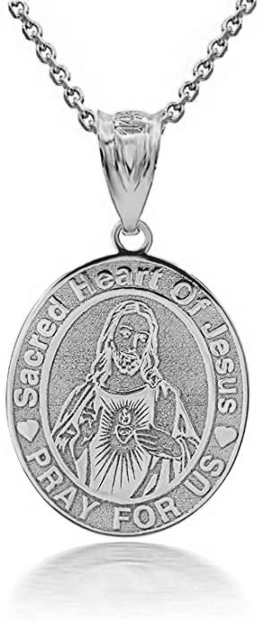 Gold Personalized Sacred Heart of Jesus Pendant Necklace Engraved ...