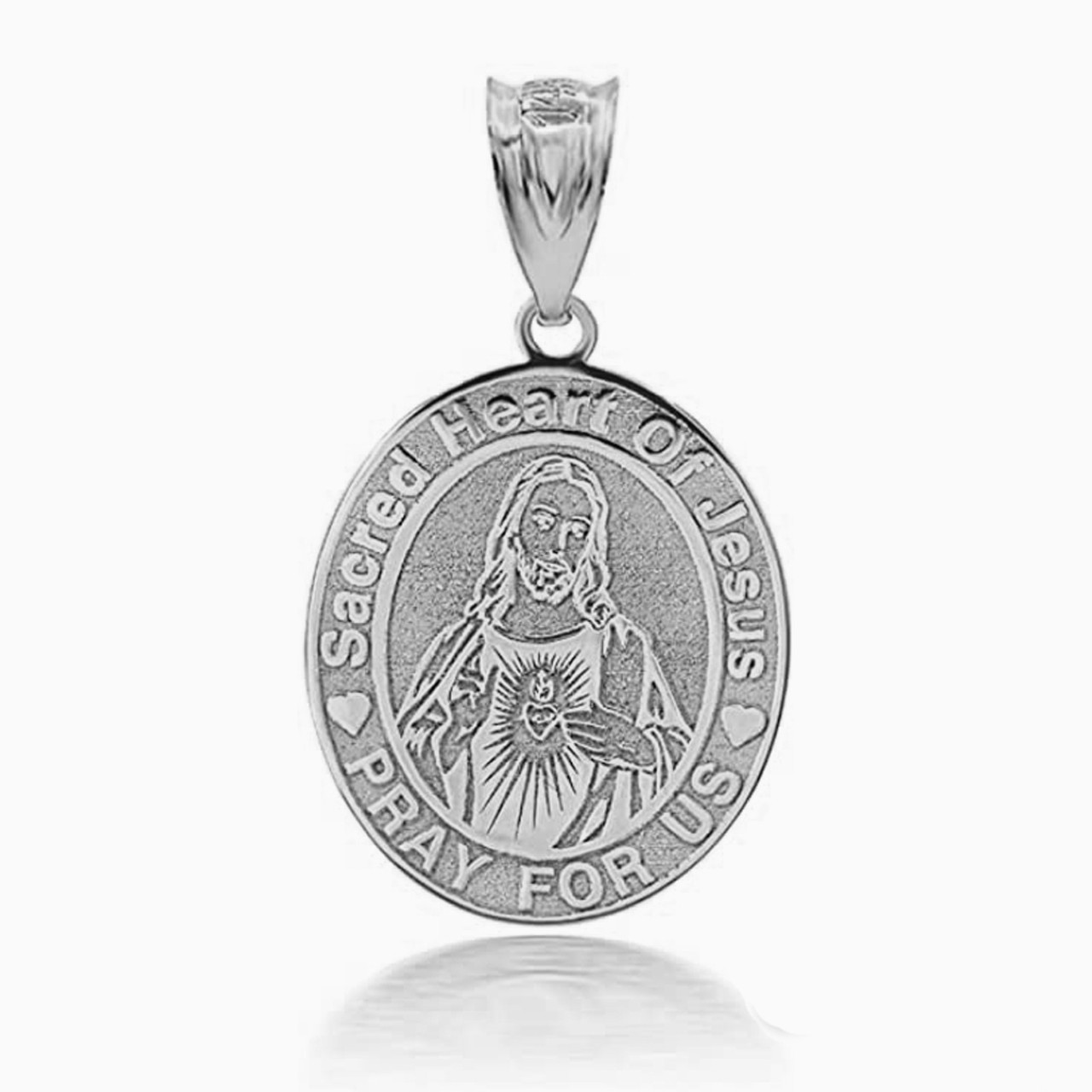 Silver Personalized Sacred Heart of Jesus Pendant Necklace Engraved with  Any Name