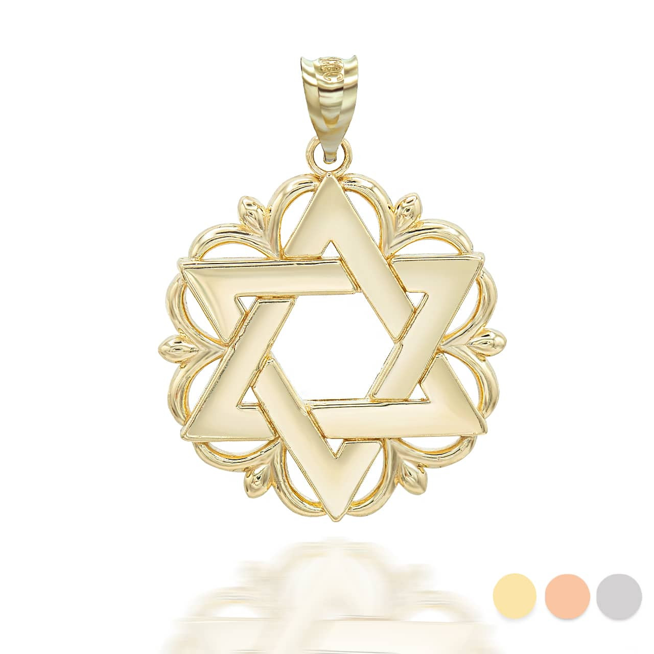 Gold Star Of David Pendant Necklace