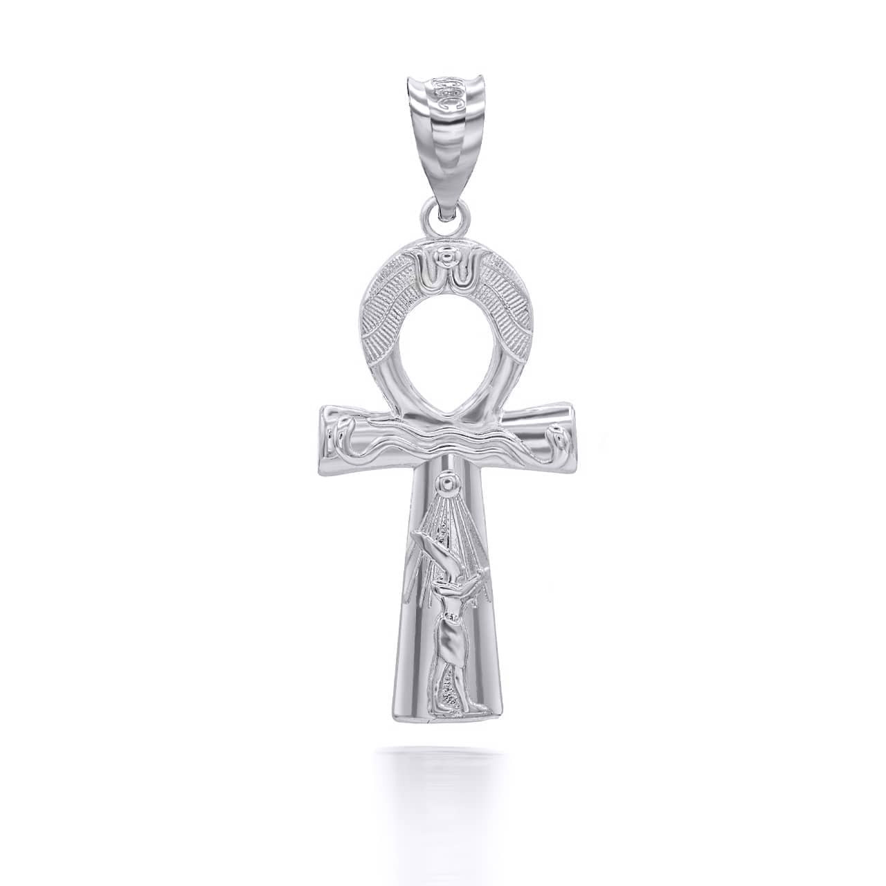 ankh necklace silver diamond