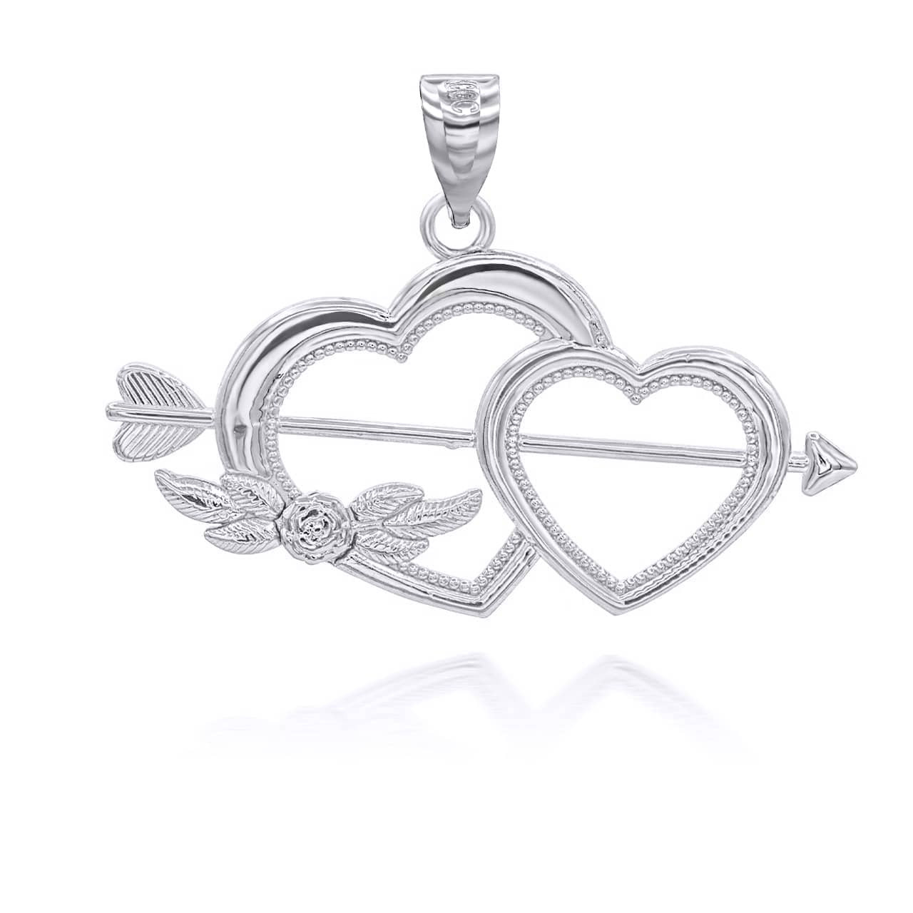 silver double heart clip art