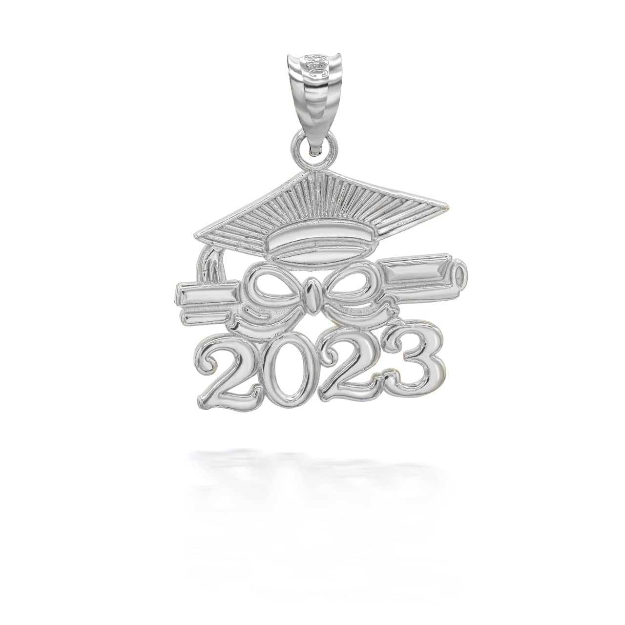 Silver 2023 Graduation Diploma With Cap Pendant Necklace