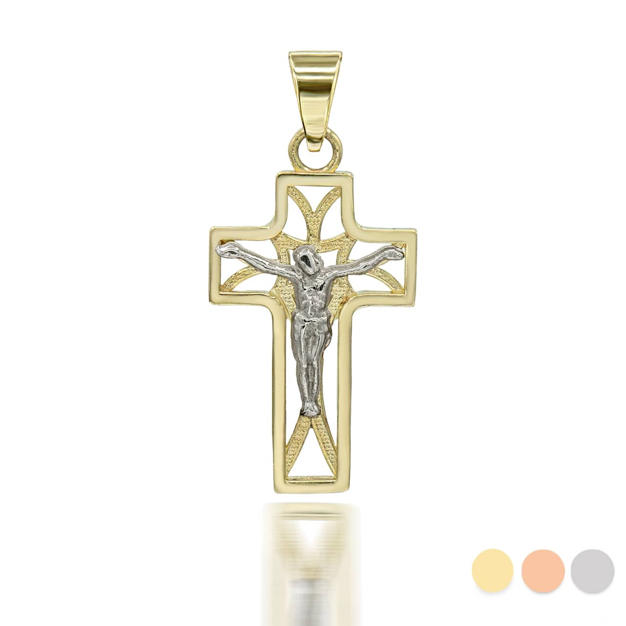 Gold Openwork Mini Crucifix Pendant 