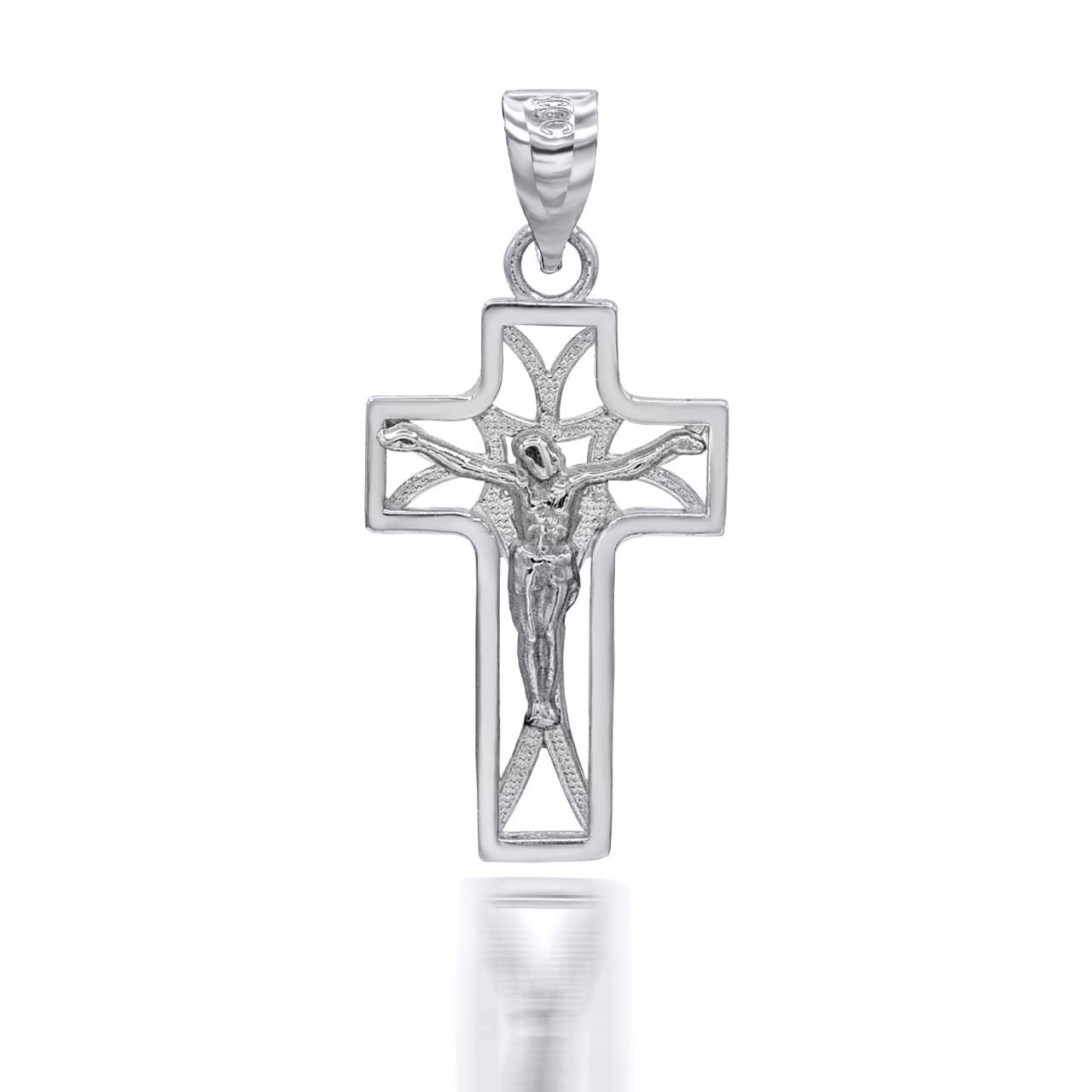 Silver Openwork Mini Crucifix Pendant Necklace