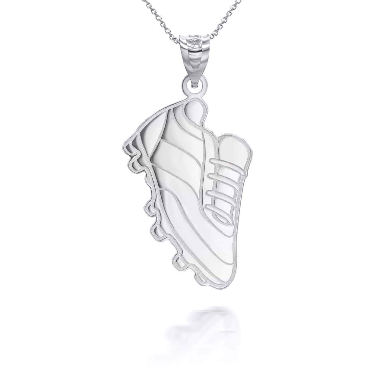 Silver Personalized Football Soccer Cleats Reversible Pendant Necklace