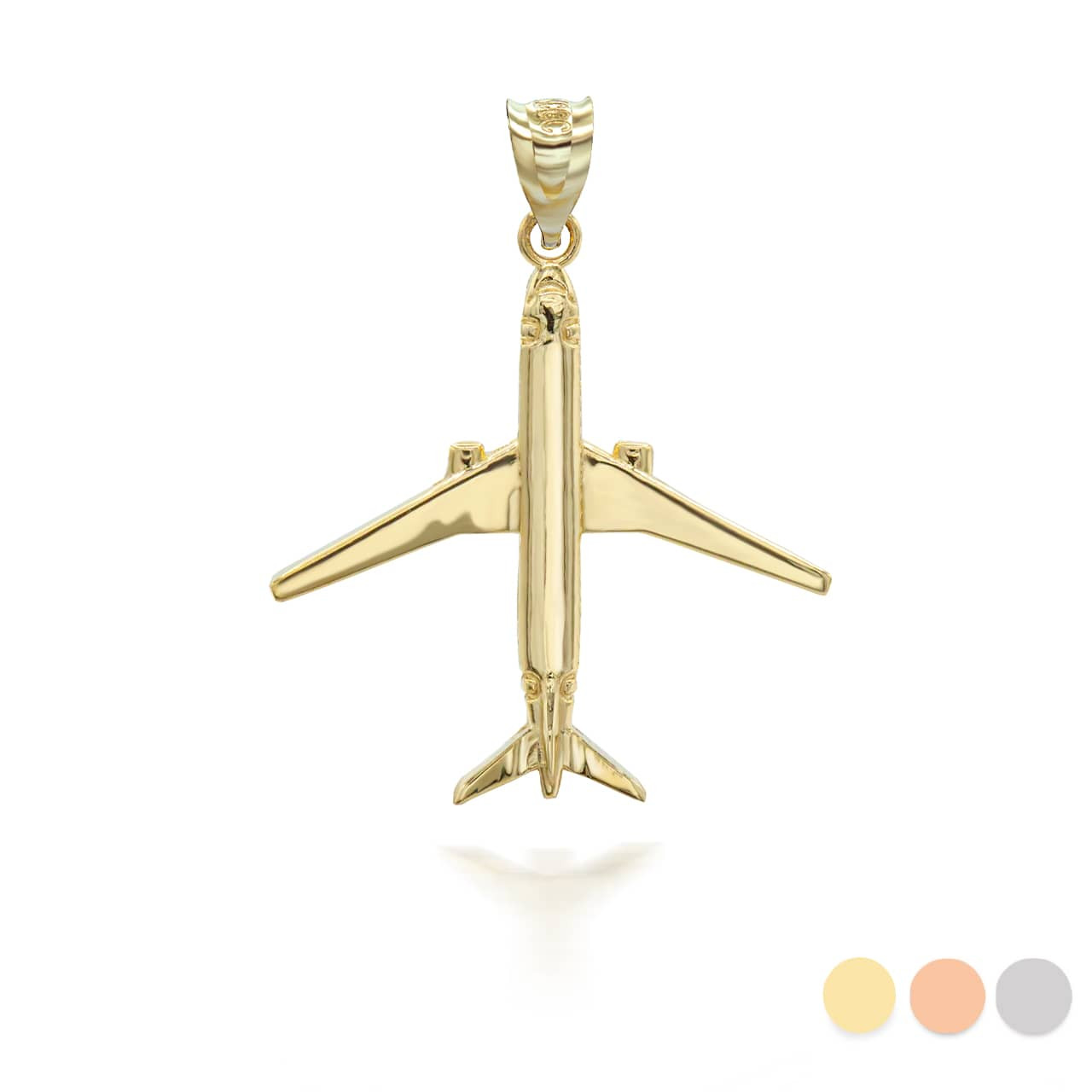 Gold Airplane Pendant Necklace Gold M | Factory Direct Jewelry