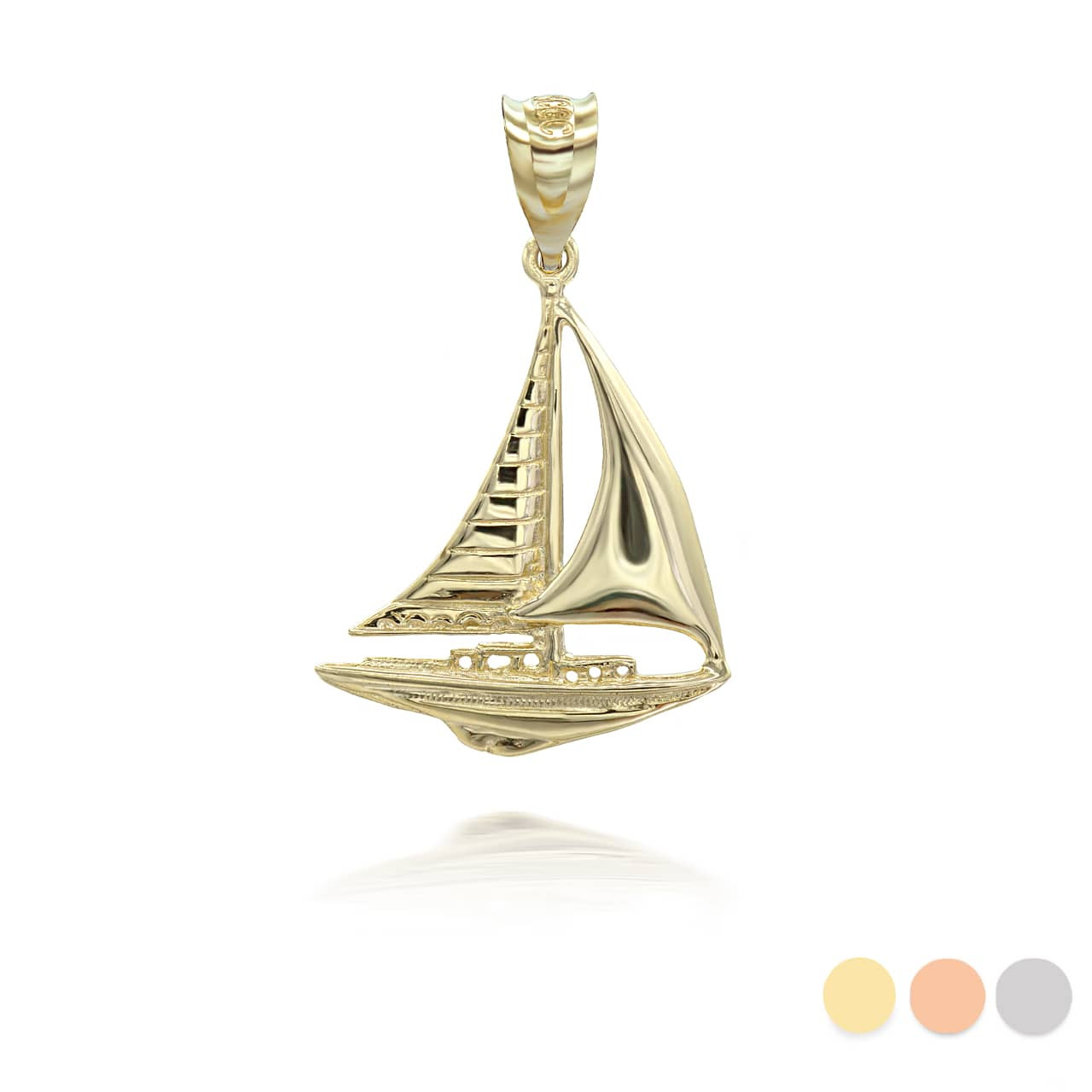 Gold Maritime Sail Boat Nautical Pendant Necklace Factory Direct Jewelry
