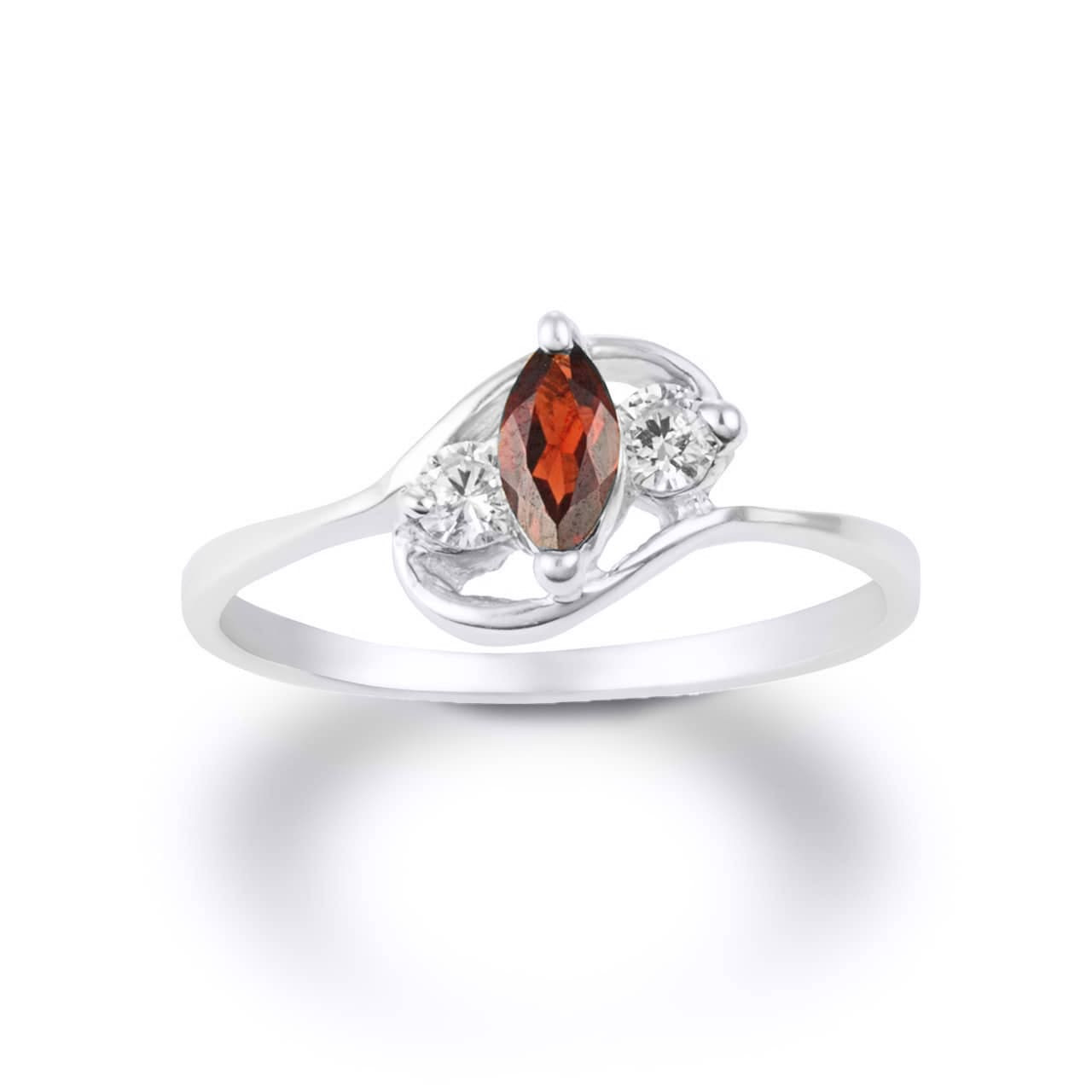 Ring Factory Silver Marquise Cut Genuine Garnet Art Deco Ring | Factory Direct Jewelry