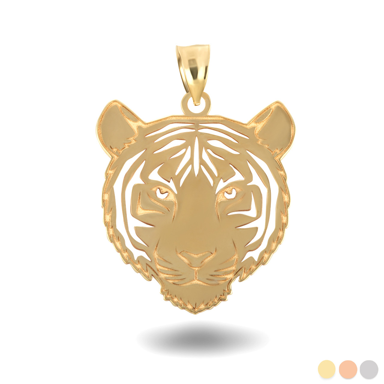 14K Solid Gold Tiger Pendant