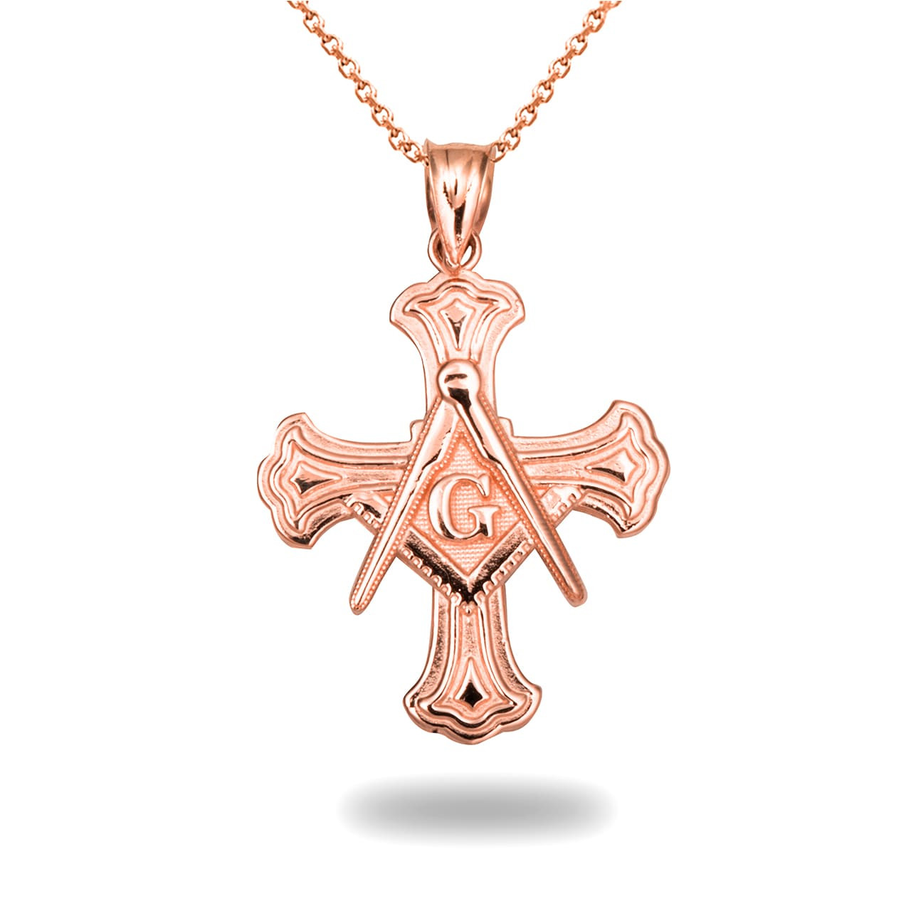 Gold Freemason Cross Square and Compass Pendant Necklace | Factory