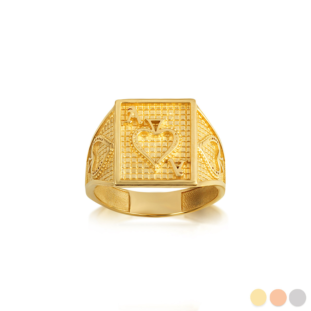 Gold Ace Of Spades Playing Cards Hammered Signet Ring | Factory