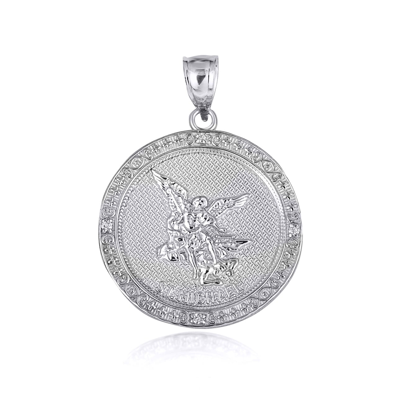 Santaku シルバーアクセサリー 925 Sterling Silver Cubic Zirconia Saint Michael Archangel Beaded