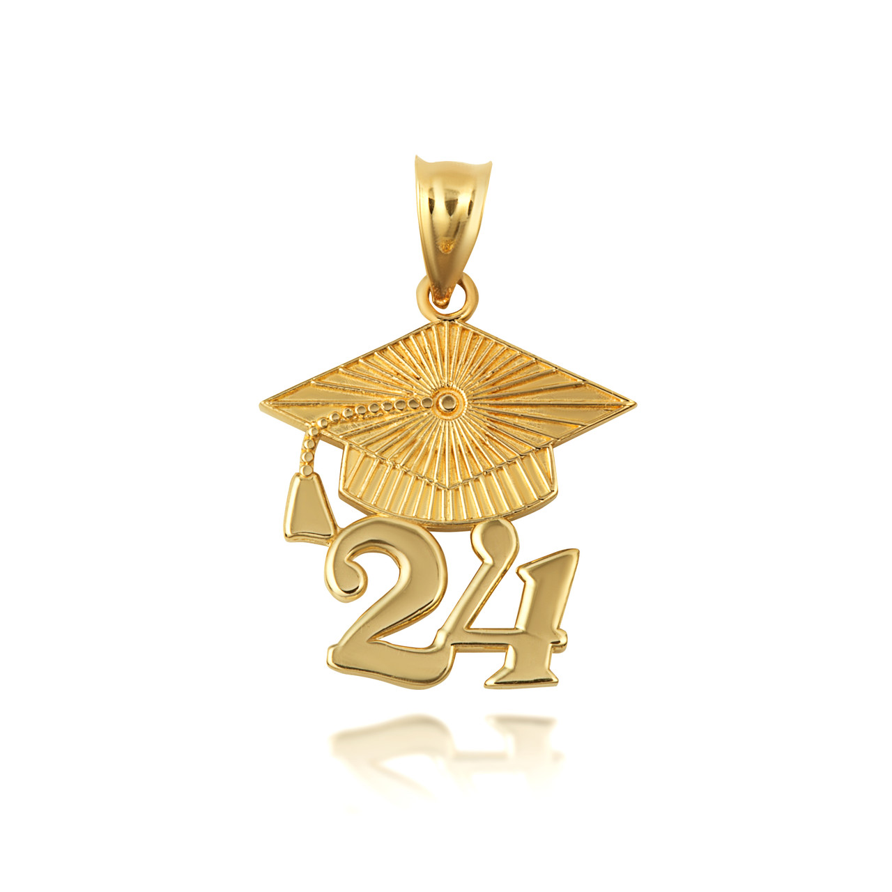 Gold Class of 2024 to 2027 Graduation Cap Pendant Necklace (Available in  Yellow/Rose/White Gold)