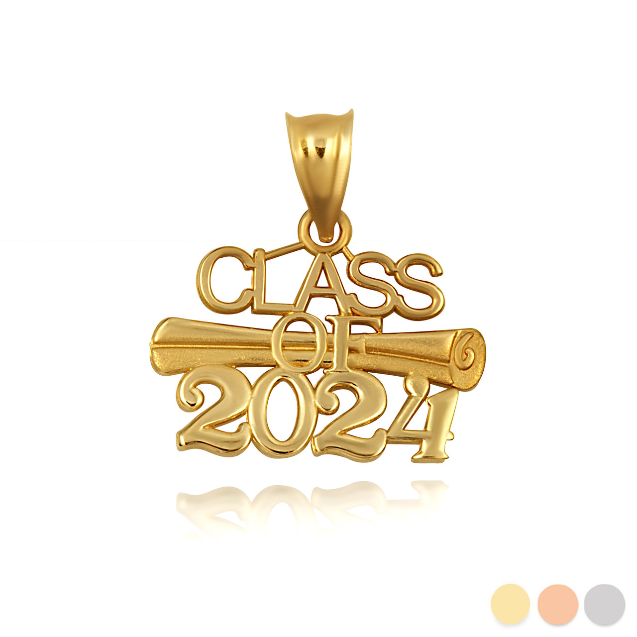 Gold Class Of 2024 to 2027 Graduation Diploma Pendant Necklace