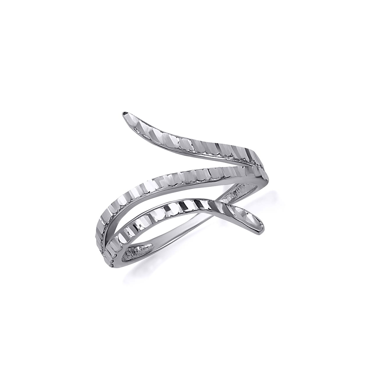 925 Sterling Silver Diamond Cut Ribbed Snake Ring | Factory Direct