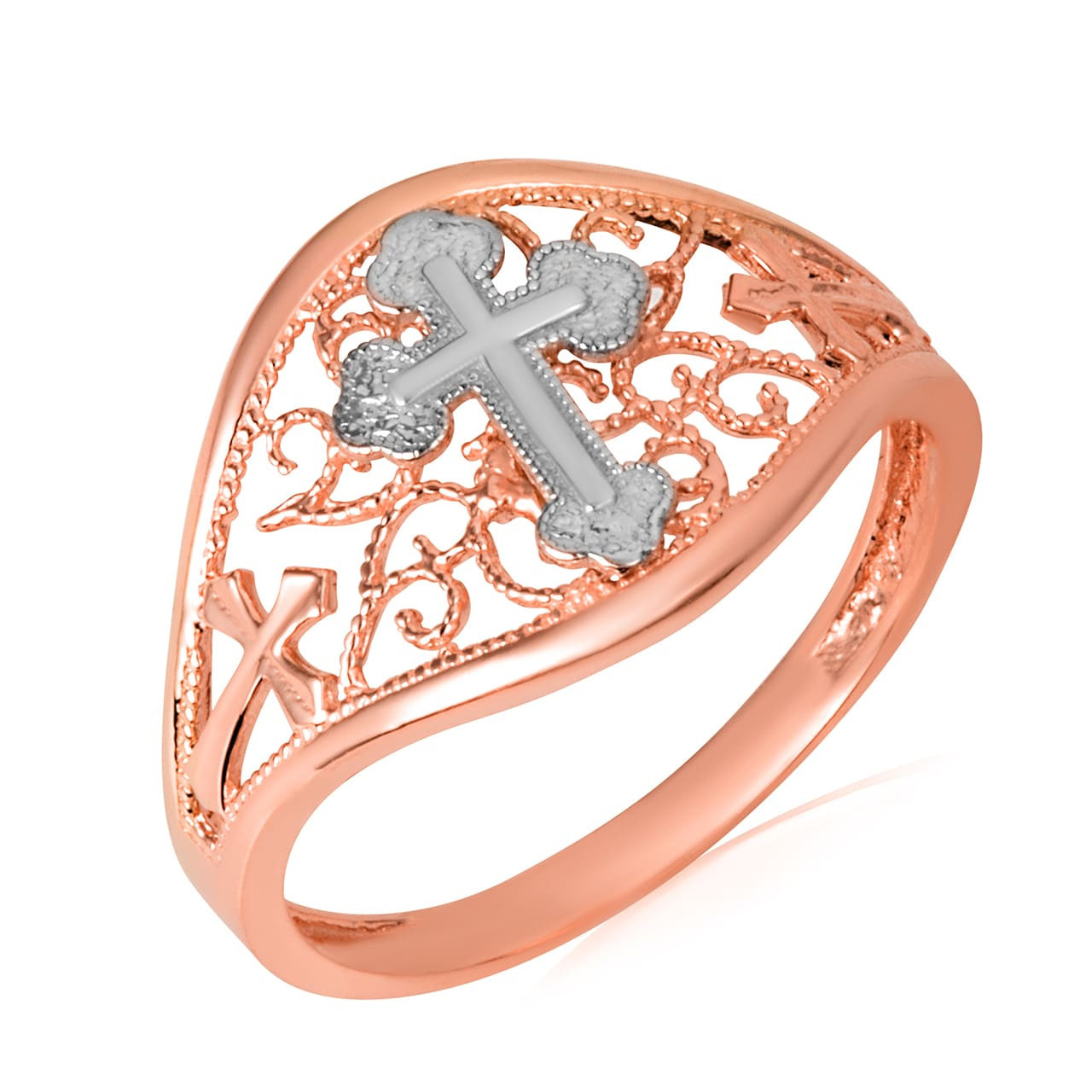 Kreuzring aus Roségold