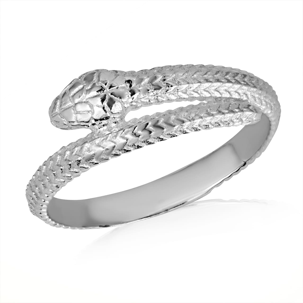 .925 Sterling Silver Coiled Serpent Snake Textured Ring | Factory ...