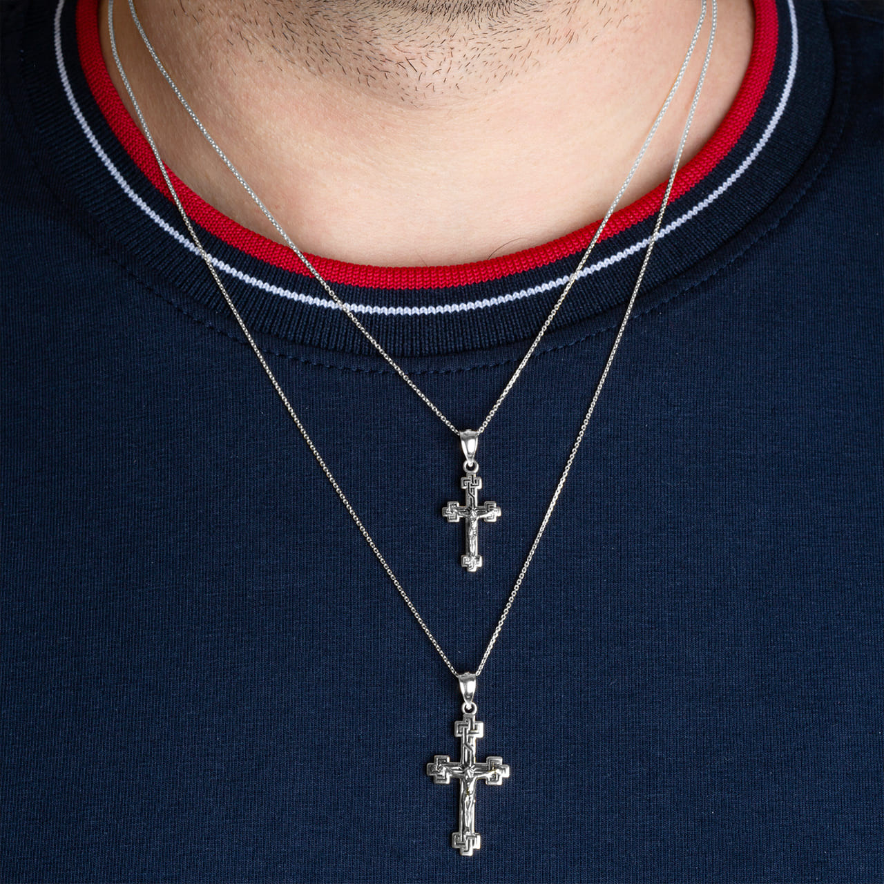 925 Sterling Silver Cross Crucifix Jesus Christ Enamel Pendant