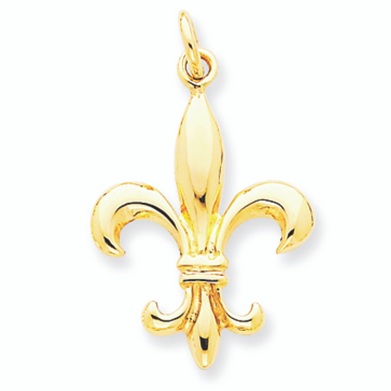 14K Gold Fleur de lis Classic Solid Pendant