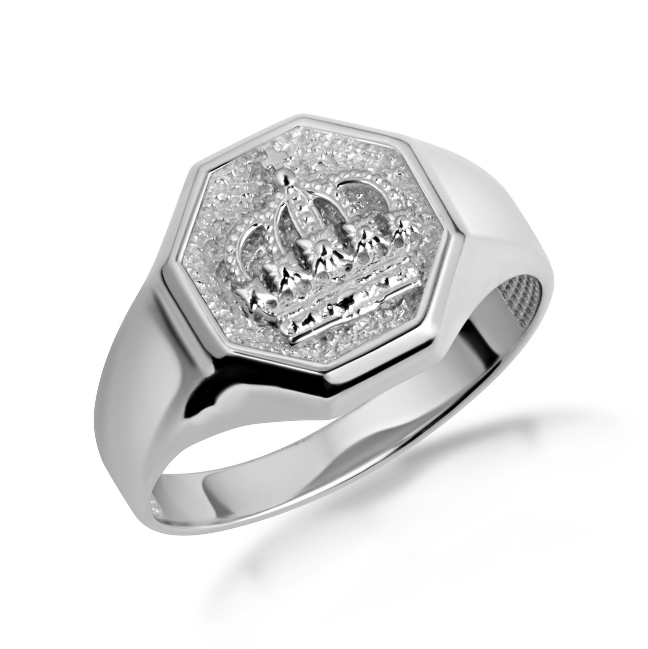 925 Sterling Silver Royal Crown Signet Ring | Factory Direct Jewelry