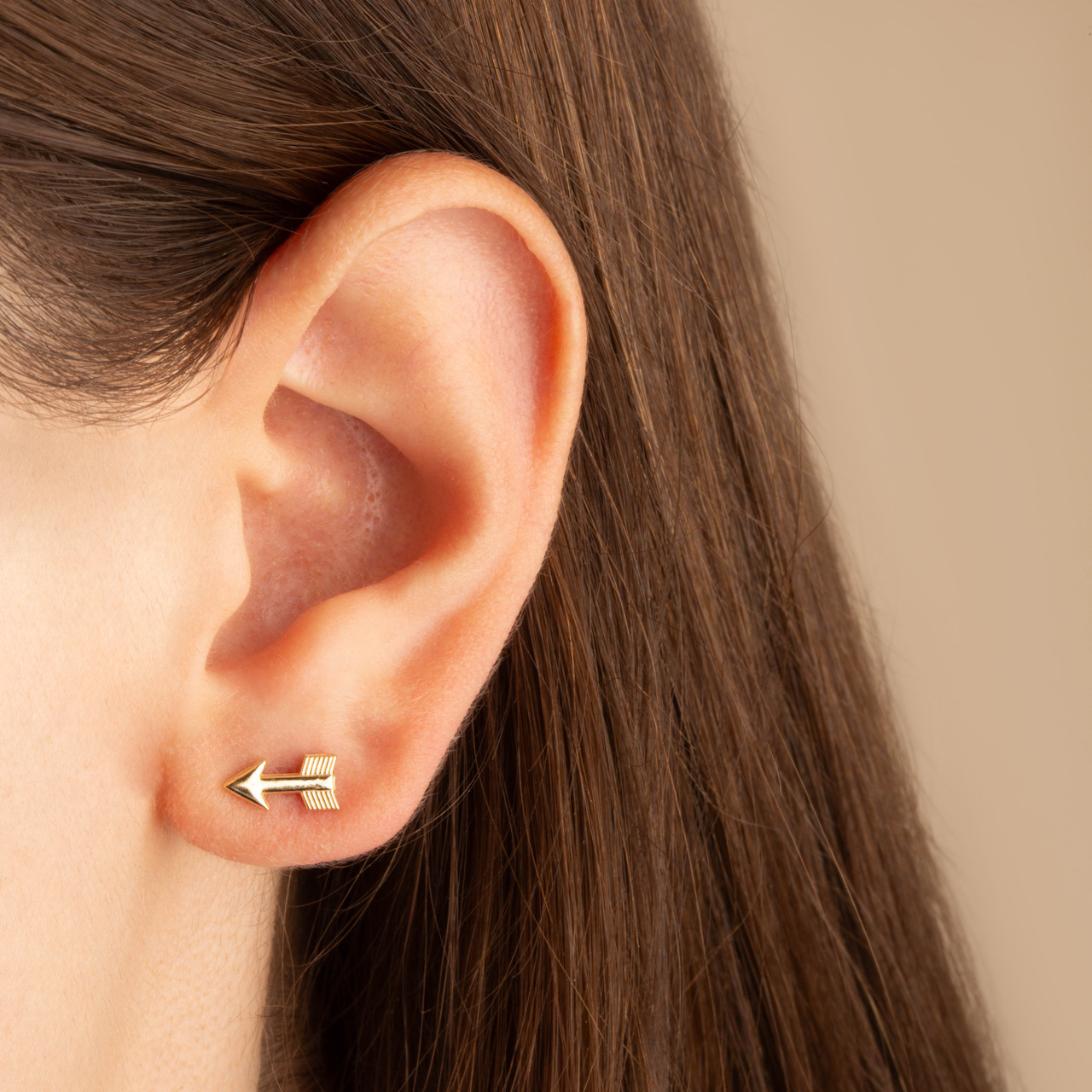 Yellow Gold Arrowhead Stud Earrings Factory Direct Jewelry