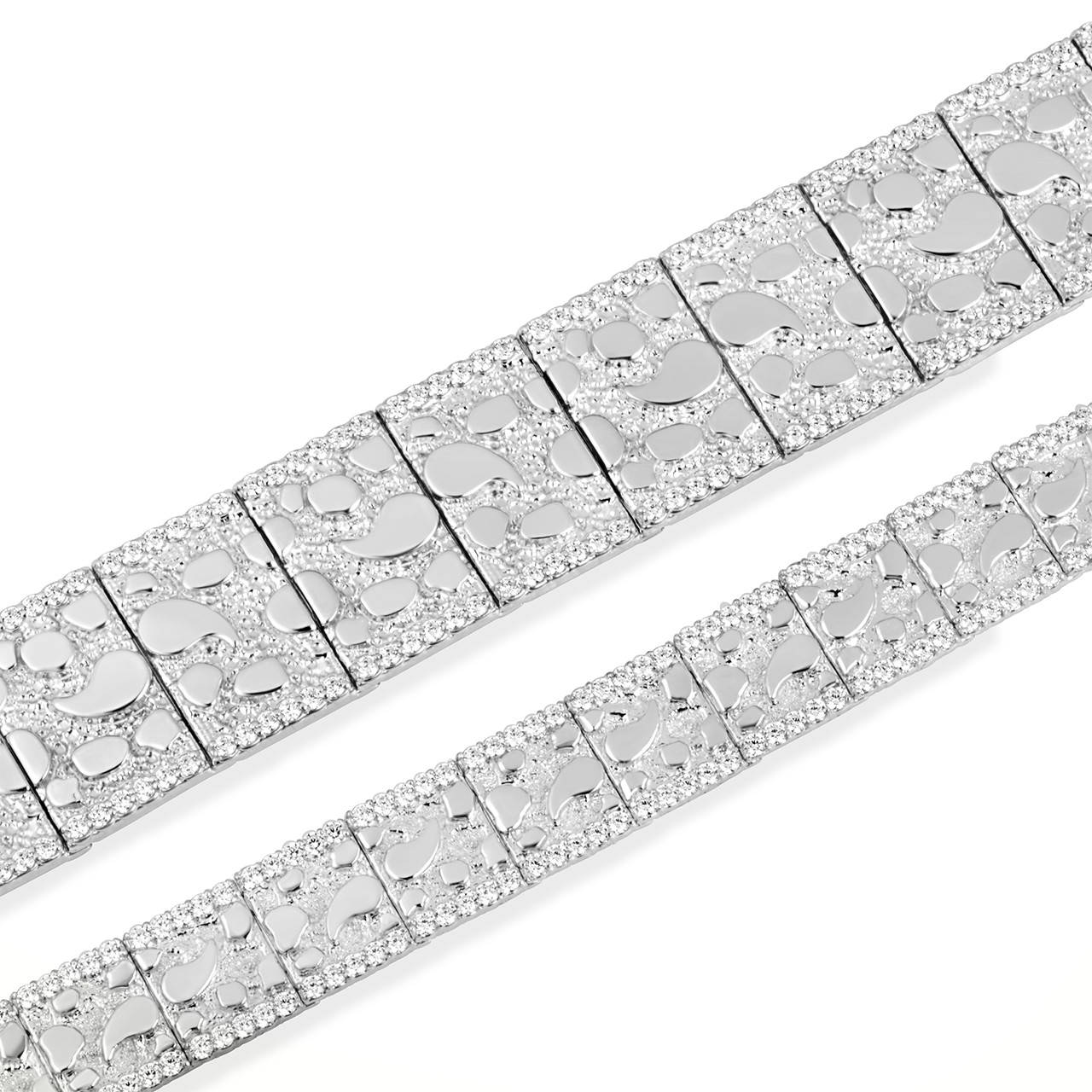 925 Sterling Silver Studded Nugget Bracelet | Factory Direct Jewelry